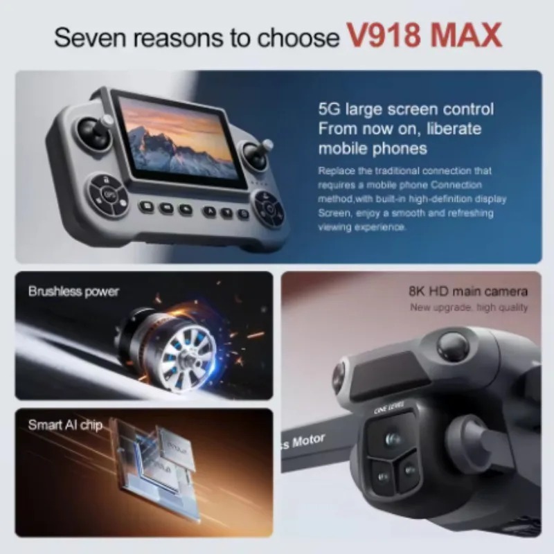 طائرة بدون طيار V918 ماكس مع ن - مراجعة Drone Gimbal 2 Axis وسعره